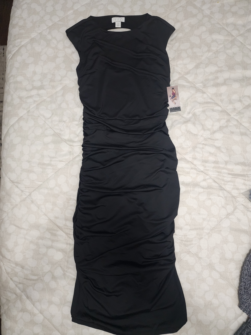 sofia by sofia vergara Black Satin Midi Dress